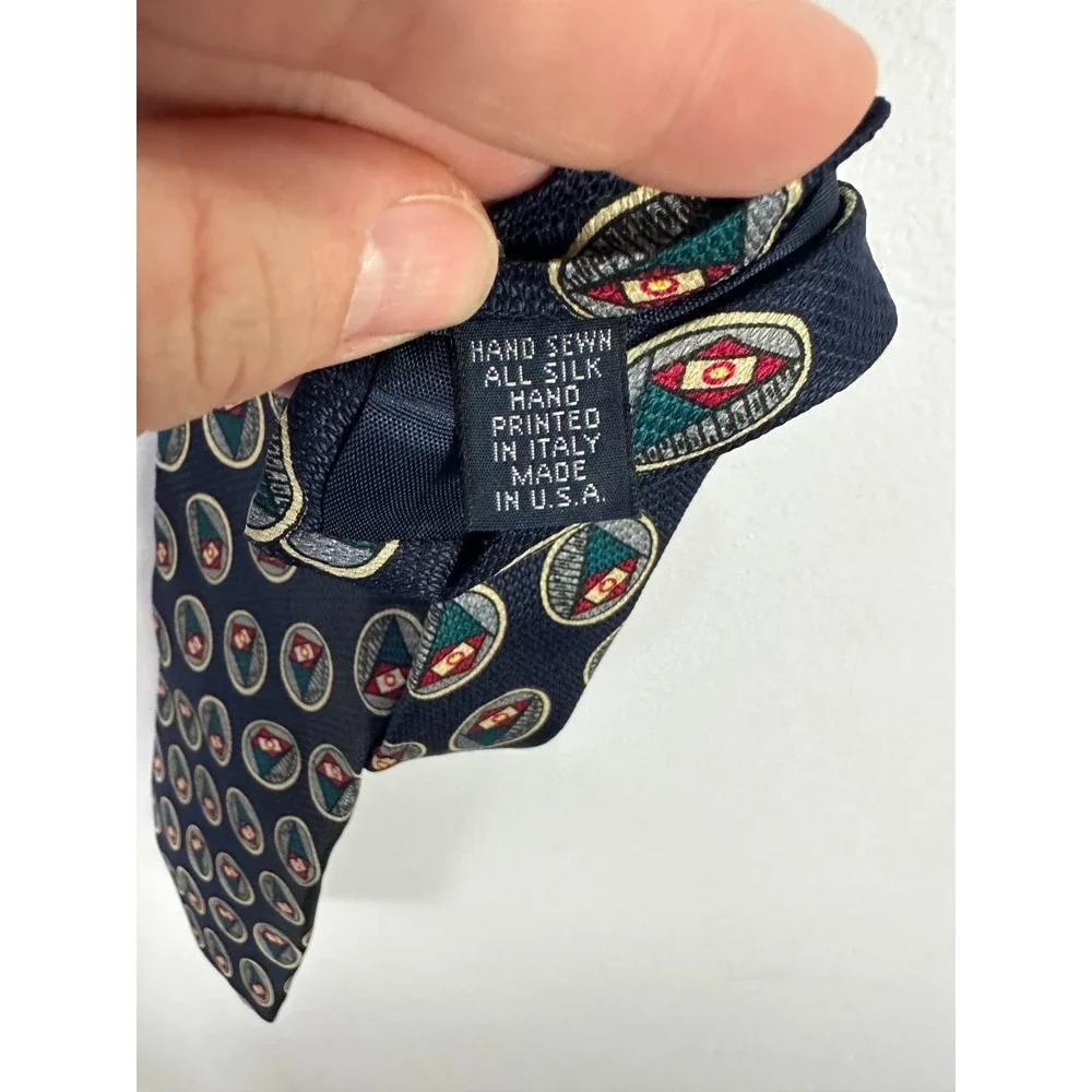 Jos A Bank Premier Collection Hand Sewn‎ Repp Silk Mens Necktie Blue Vintage USA